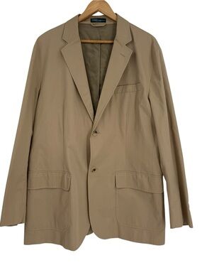 Polo Ralph Lauren Vintage Blazer Men Cotton Size 44R Lined Lightweight Khaki